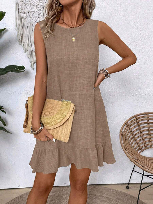 Summer Ruffle Dress Fashion Loose Sleeveless Straight Beach Dresses For Women