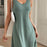 Contrast Lace Green Thin Stripe V Neck Summer Dresses For Women