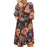 Elegant Floral Dresses for Women A-line Long Sleeve High Waist O-neck