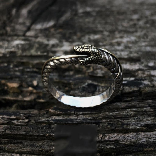 Thai Silver Handmade Mysticism Ouroboros Niche Open Couple Ring