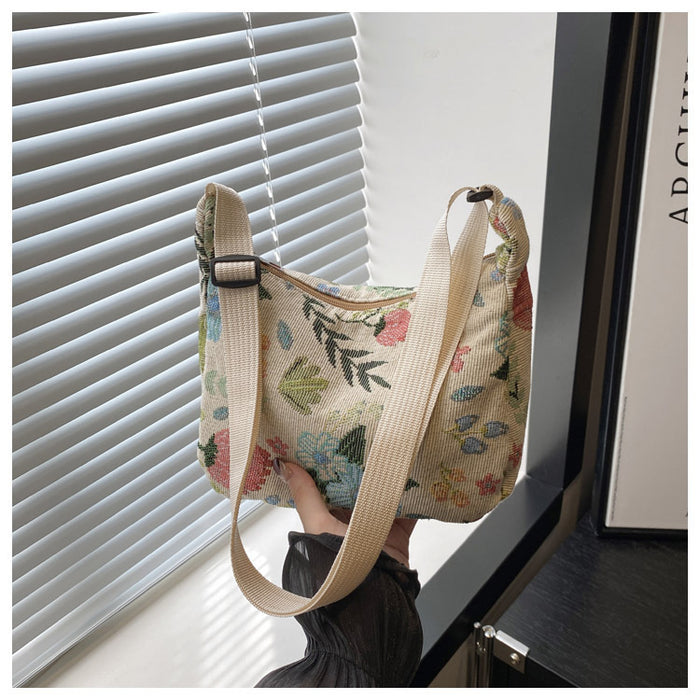 Large Capacity Printing Stylish Stitching Fabric Armpit Large Shoulder Bag