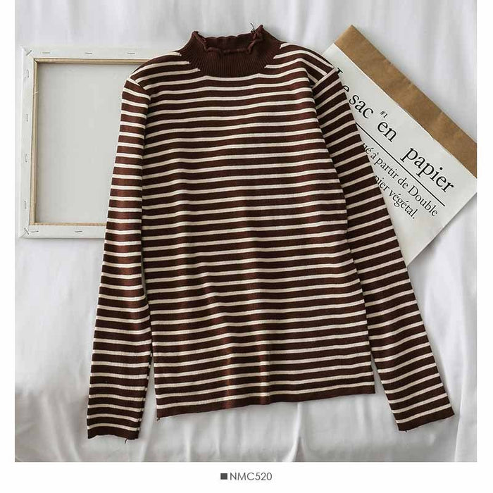 Sweaters Women Knitting Striped Student Elegant