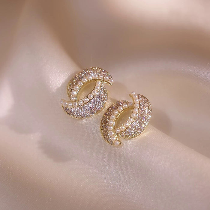Full-jeweled Stud Earrings Women