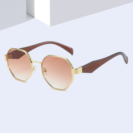 New Polygonal Sunglasses Wide Leg Metal Large Rim Sunglasses Women