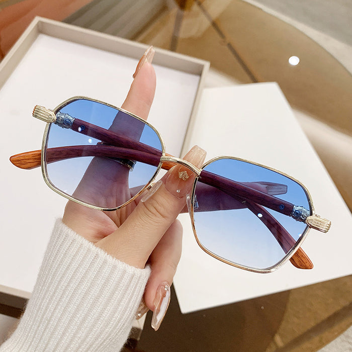 Frameless Trim Women's Wood Grain Fashion Personality Wear Glasses