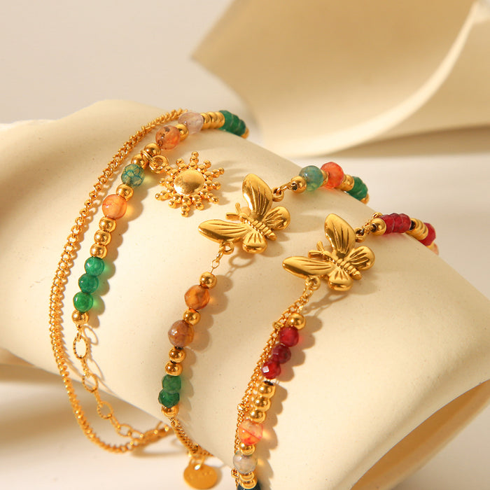 18K Gold Plated Stainless Steel Sun Pendant Necklace For Women