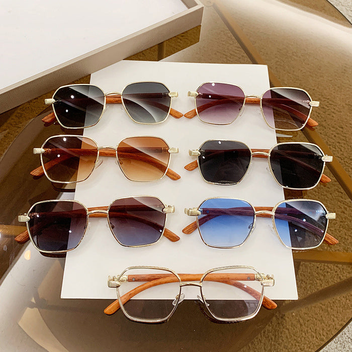 Frameless Trim Women's Wood Grain Fashion Personality Wear Glasses