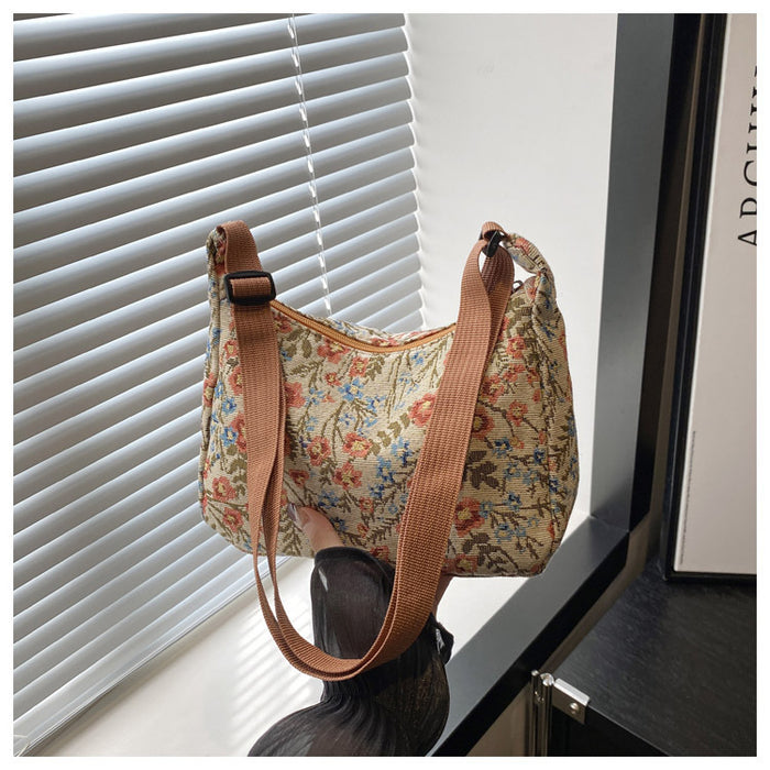 Large Capacity Printing Stylish Stitching Fabric Armpit Large Shoulder Bag