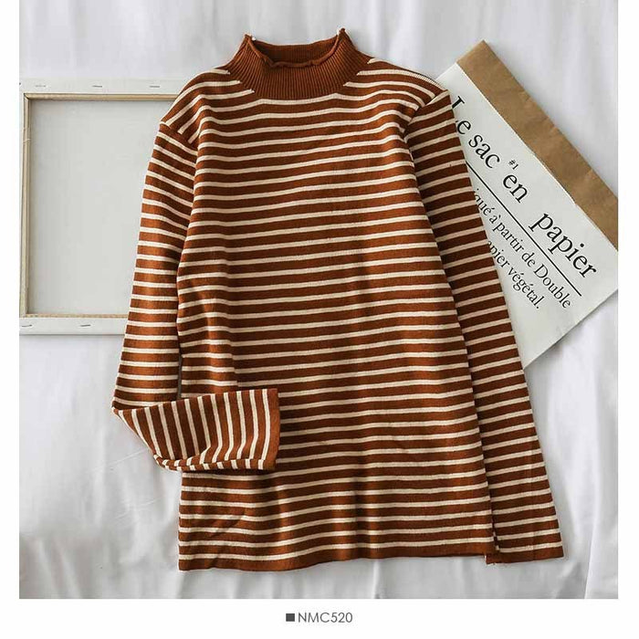 Sweaters Women Knitting Striped Student Elegant
