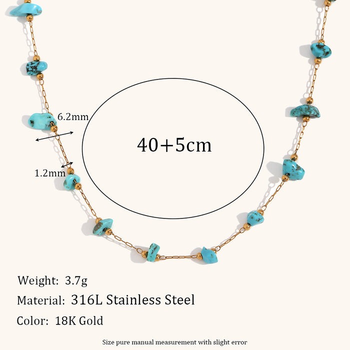 Stainless Steel 18K Gold Plated Natural Gravel Handmade Chain Necklace For Women