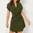 V-neck Short Sleeve Dress With Belt Summer Fashion Bowknot Dresses For Women Clothing