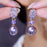Light Luxury Purple Full Diamond Leaf Pearl Earrings For Women