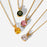 Stainless Steel Natural Stone Round Diamond Pendant Necklace Women