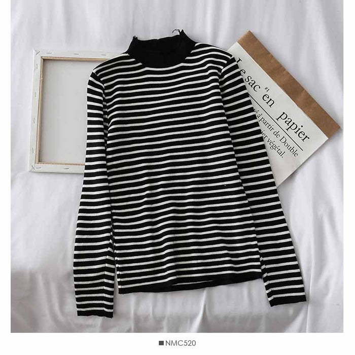 Sweaters Women Knitting Striped Student Elegant