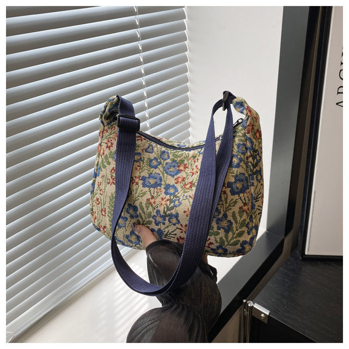 Large Capacity Printing Stylish Stitching Fabric Armpit Large Shoulder Bag