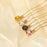 Stainless Steel Natural Stone Round Diamond Pendant Necklace Women