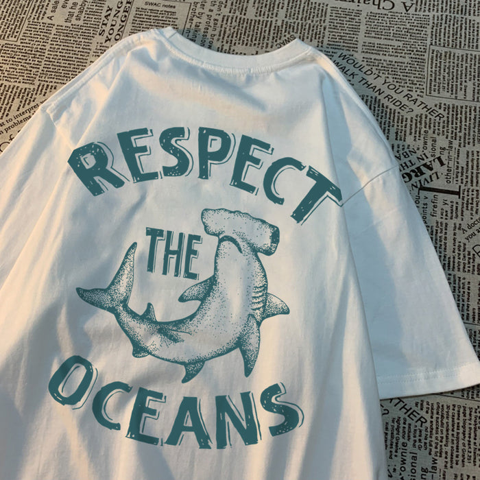 Respect The Oceans Print Men T Shirts