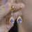 Fashion Purple Droplet Zircon Durian Earrings For Women