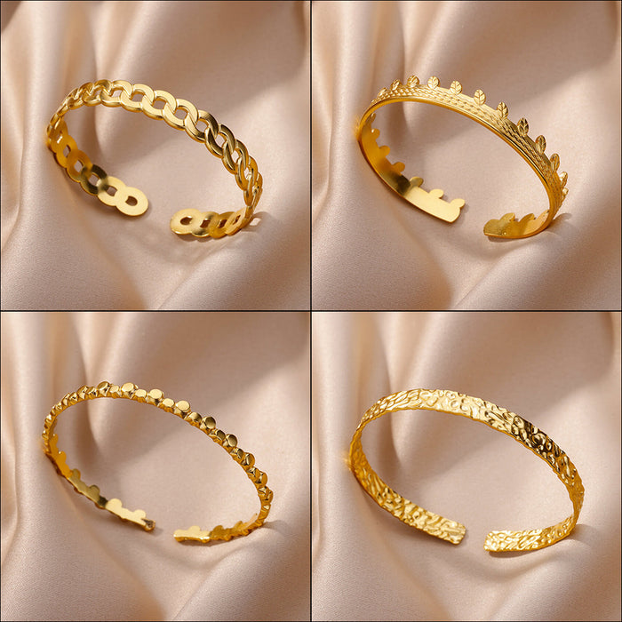 Simple Pleated Pattern Opening Bracelet Women
