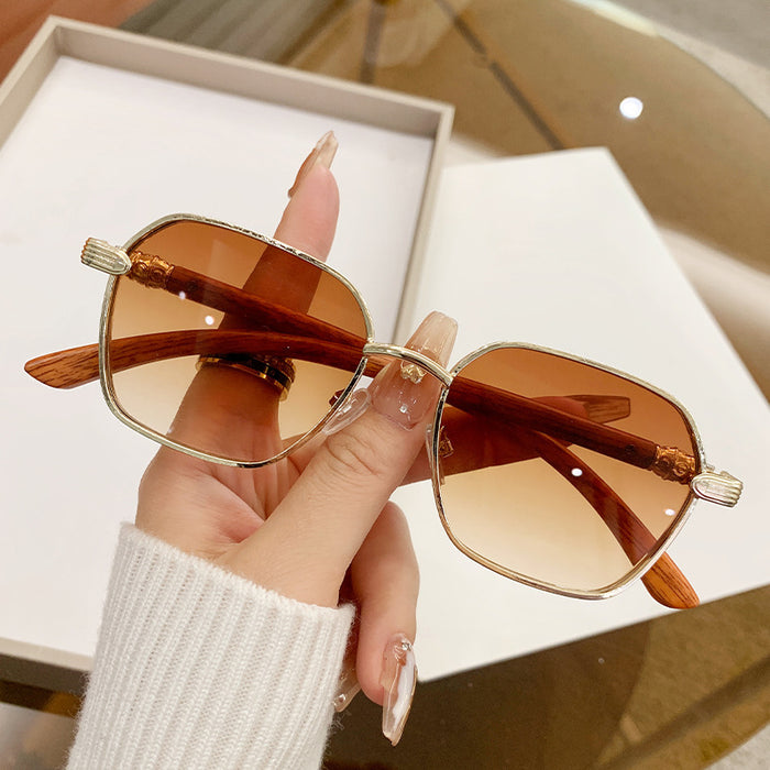 Frameless Trim Women's Wood Grain Fashion Personality Wear Glasses