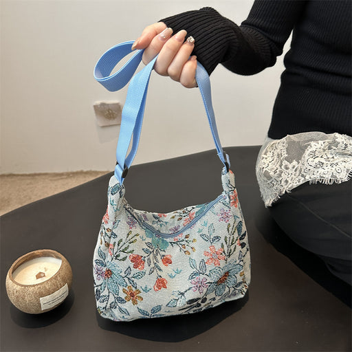 Large Capacity Printing Stylish Stitching Fabric Armpit Large Shoulder Bag
