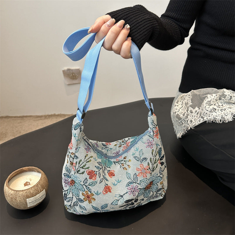 Large Capacity Printing Stylish Stitching Fabric Armpit Large Shoulder Bag