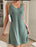 Contrast Lace Green Thin Stripe V Neck Summer Dresses For Women
