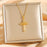 Cross Double Ring Love Heart Necklace Surrounded Zircon Pendant Necklace For Women Bohemian Jesus Pendant Gold Color Valentines Day Gift