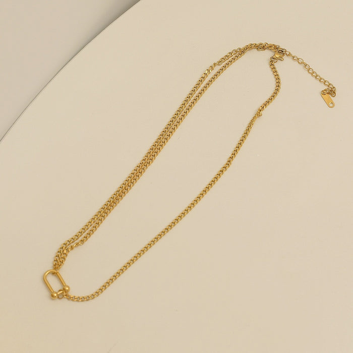 Retro Affordable Luxury Style Gold Horseshoe Necklace For Women