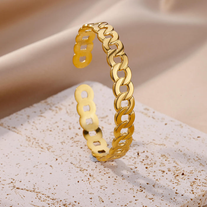 Simple Pleated Pattern Opening Bracelet Women