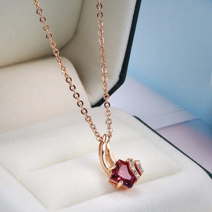 Rose Gold Zircon Necklace For Women Niche Design