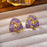 Trendy Purple Full Diamond Triangle Fashion Earrings For Women