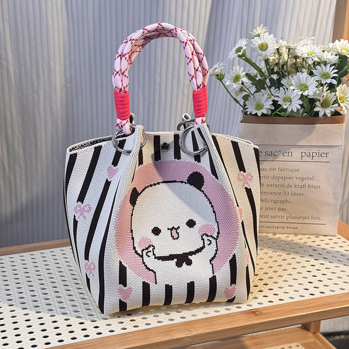 Knitted Buckle Bag Portable Large Capacity