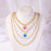 Enamel Smiley Face Charms Pearl Necklace Boho Gold Multi-layer Chunky Chain Statement Necklaces Chokers For Women