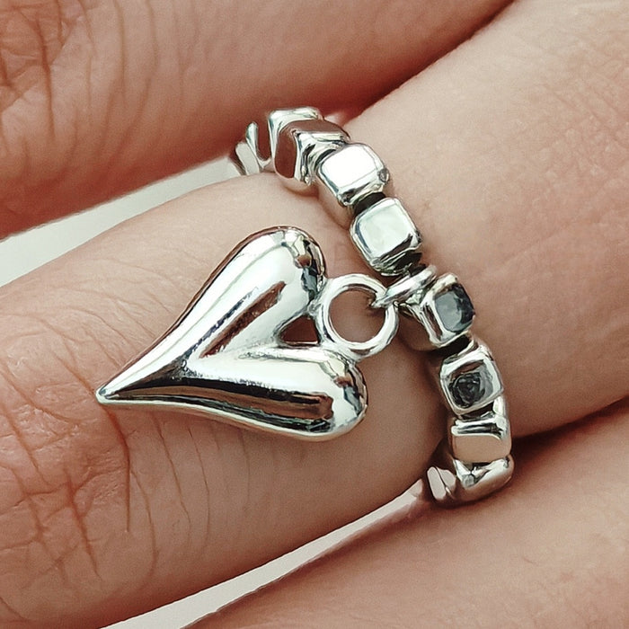Handmade Beaded Elastic String Love Ring For Women