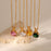 Stainless Steel Natural Stone Round Diamond Pendant Necklace Women